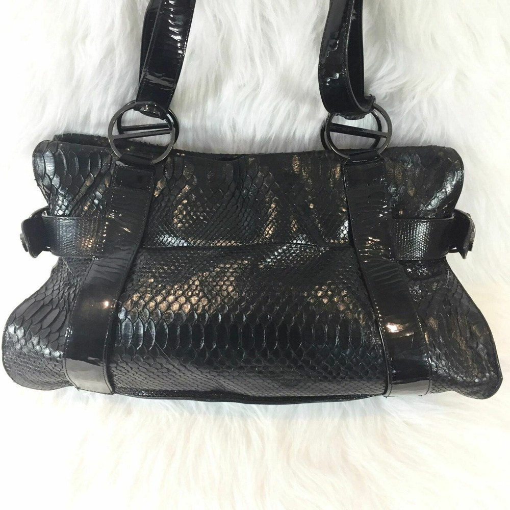 Borbonese Black Python And Patent Leather Handbag - image 2